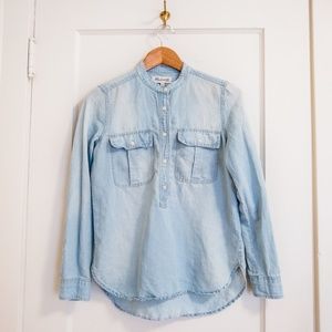 Madewell Chambray Popover Denim Half Button Up